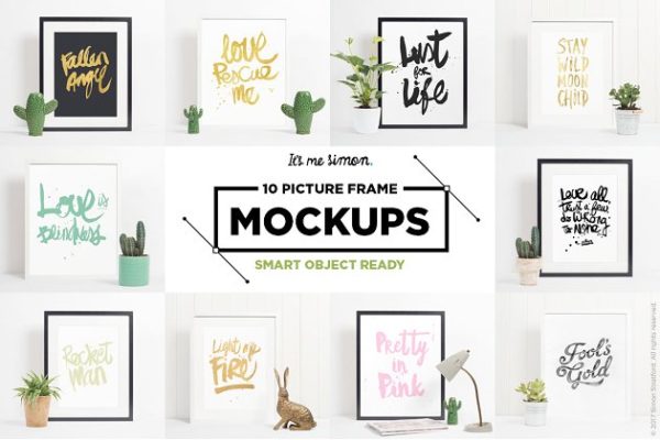 10款不同相框照片展示样机设计模板素材合集 10 picture frame mockups photoshop