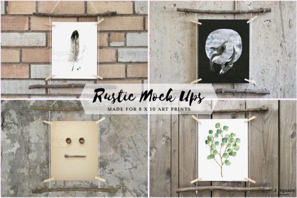 别具一格的艺术作品展示样机 Rustic Mock Ups for 8×10 Art Prints