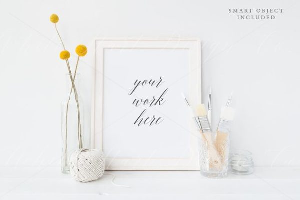 简约桌面画框相框样机 Frame mockup – Rustic/Artist