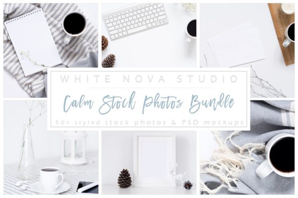 冷色调场景样机设计模板素材 Calm Stock Photos Bundle