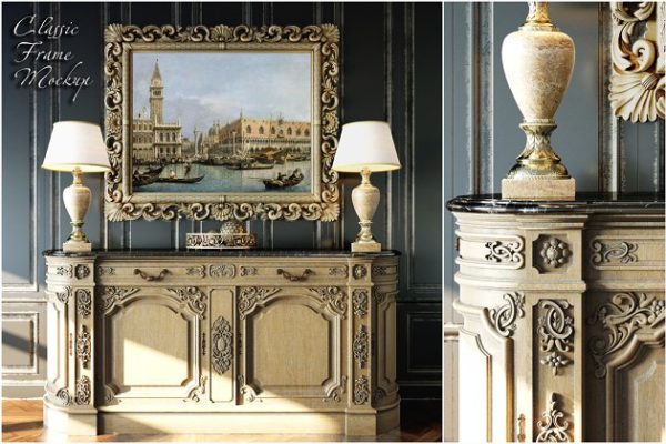 经典室内画框样机设计模板素材 Classic Interior Frame Mockup – 01