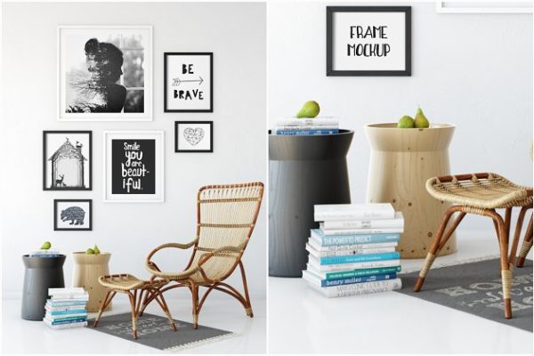 室内挂墙式画框样机设计模板素材 Scandi Interior Frame Mockup – 12