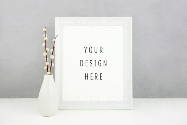 极简主义海报&画像框样机设计模板素材 White poster & picture frame mockup