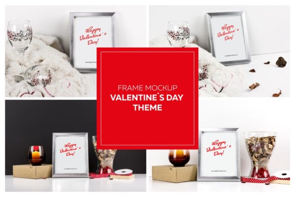 情人节主题画框相框样机设计模板素材 Frame Mockup – Valentin`s Day Theme