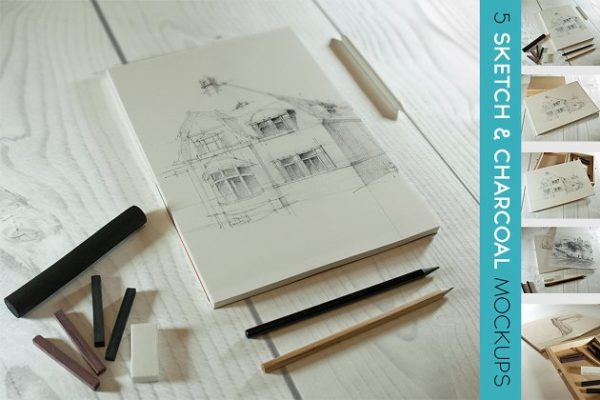 炭画&素描艺术作品展示样机设计模板素材 Charcoal & Sketch Mockup