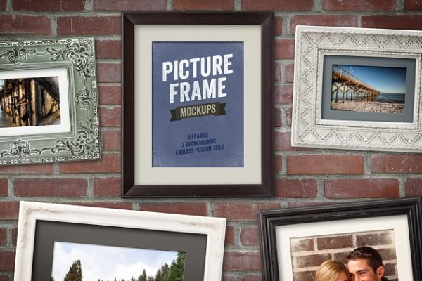 复古风格画框相框样机设计模板素材v1 Picture Frame Mockups Volume 1