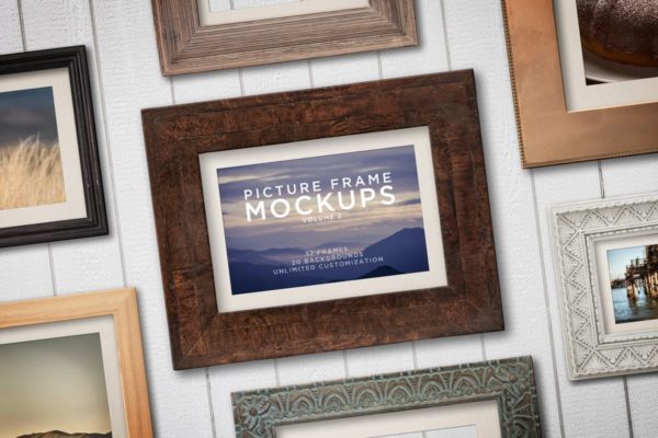 古典实木相框样机设计模板素材v2 Picture Frame Mockups Volume 2