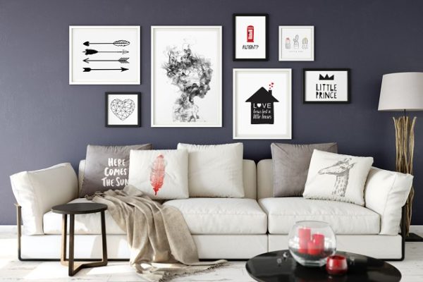 现代客厅画框样机设计模板素材09 Scandi Interior Frame Mockup – 09