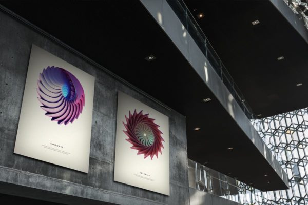 展馆大幅海报艺术品画框样机v2 Gallery Poster Mockup v.2