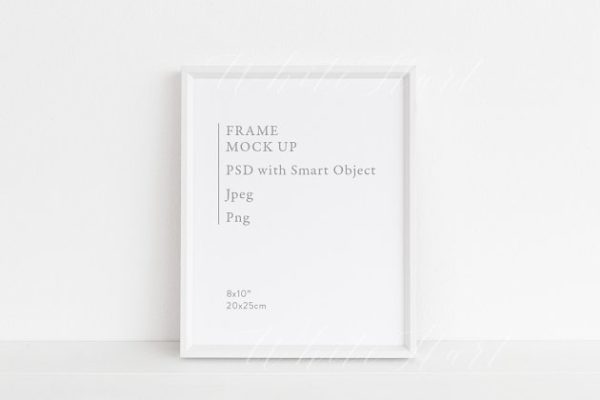 极简主义画框相框样机设计模板素材 Minimal white frame mock up – 8×10"