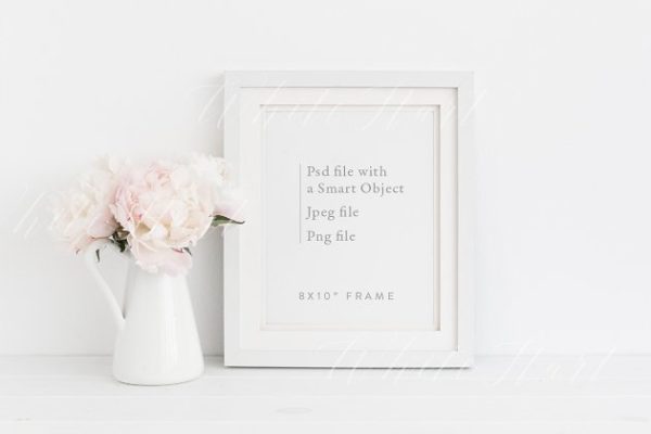 花卉立体边框画册相框样机设计模板素材 8×10" floral frame mock up