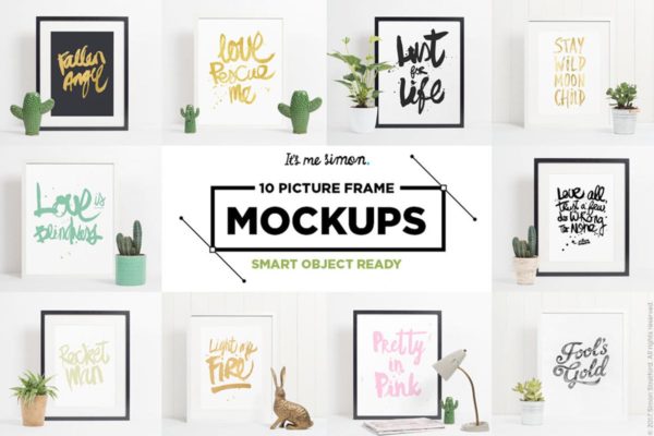 10款简约现代的画框展示样机设计模板素材 10 Picture Frame mockups