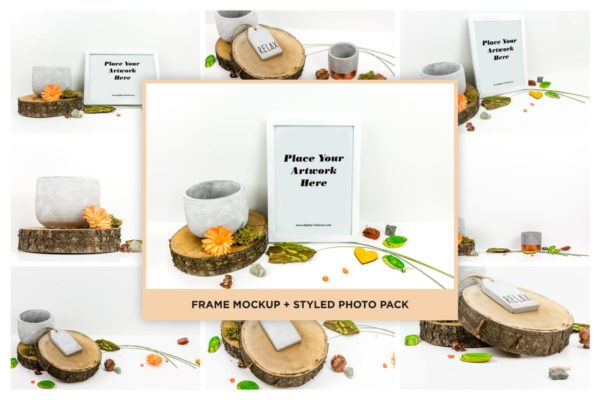时尚摄影照片相框框架样机套装 Frame Mockup & Styled Photo Pack