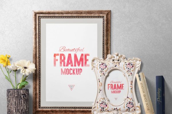 美丽复古照片画框样机设计模板素材 Beautiful Photo Frame Mockups Scenes