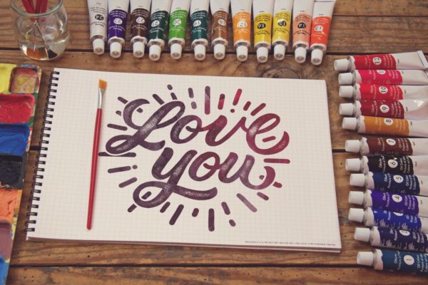 画室创作场景网格笔记本样机设计模板素材v3 Grid Paper Notebook Paint Scene