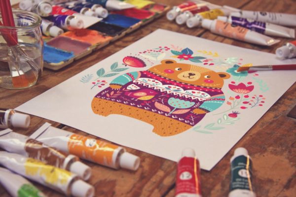 画室创作场景画纸样机设计模板素材v1 Paper View