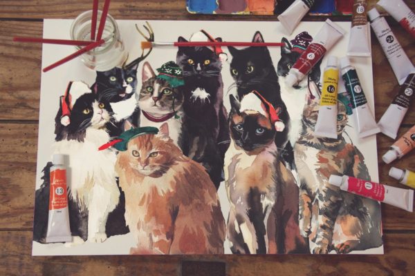 画室创作场景画纸样机设计模板素材v4 Paper Horitzontal