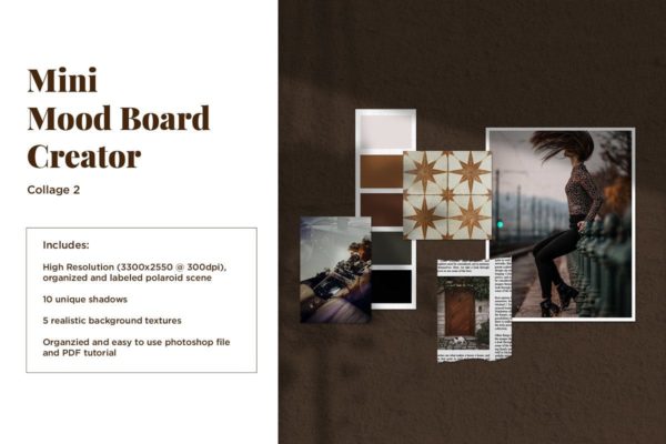 迷你拼贴照片样机设计模板素材 Mini Mood Board: Collage 2