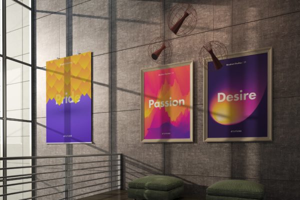 挂墙画框画廊展览样机设计模板素材3 Gallery Mockup 3