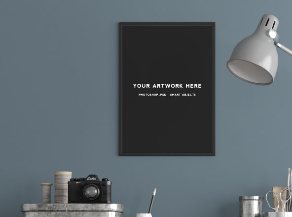 A3规格创意海报室内场景张贴效果样机设计模板素材 A3 Poster Interior Scene Mockup