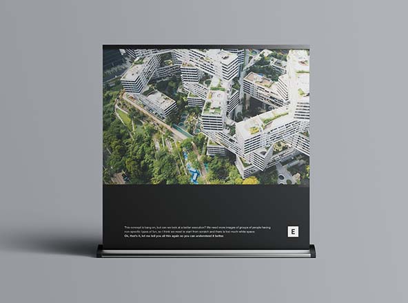 立式方形海报展架PSD样机设计模板素材 Wide Rollup Mockup