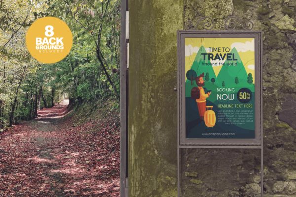 室外入口处海报设计张贴效果图样机设计模板素材 Outdoor Entrance Poster Backgrounds