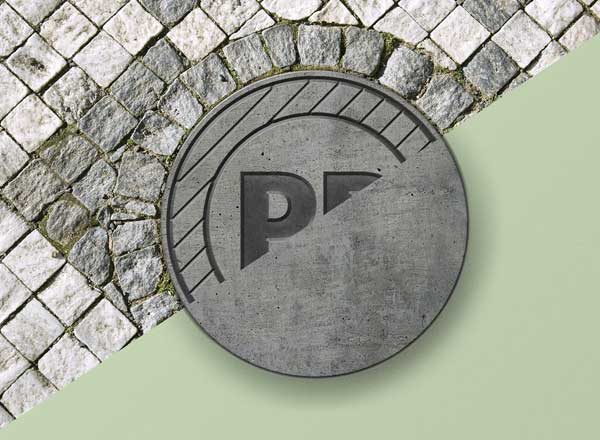 3D 立体下水道沙井盖 Logo 样机素材模板 3D sewer hatch & logo mock-up