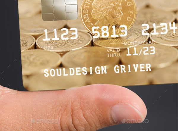 逼真的手持银行卡名片卡片样机素材展示模板mockups