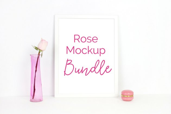 玫瑰花配图照片展示样机素材 Rose Mockup Bundle (5 Images)