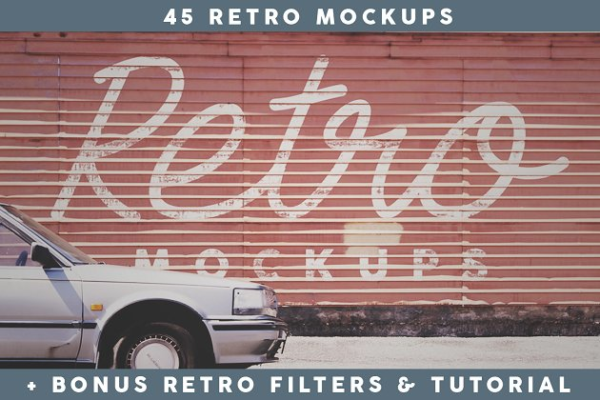 45款新西兰取景复古Logo&字体样机素材模板 45 Retro Mockups (+BONUS)