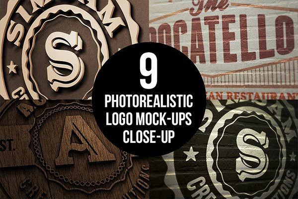 逼真的高品质logo标志特写VI样机素材展示模型mockups