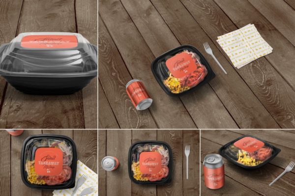快餐熟食包装样机素材模板 5 Food Box Branding Mockups