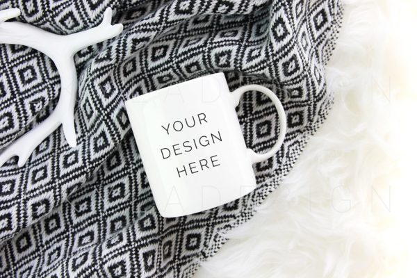 白色咖啡马克杯样机素材模板 White coffee mug mockup photo