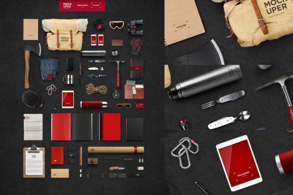 运动户外野外求生品牌场景样机素材模板 Travel Brutal Branding Mockup