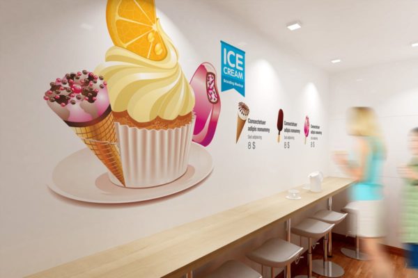 雪糕咖啡店铺品牌样机素材模板 Ice Cream – Coffee Branding Mockups
