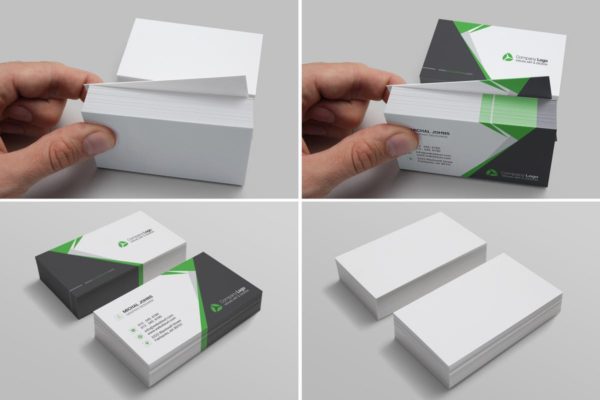 经典简约风格企业名片设计样机素材 Realistic Business Card Mockups for US Size