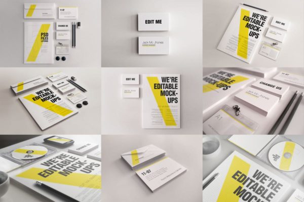 简约优雅企业文具套装样机素材模板 Elegant Mock-ups Bundle – Business Corporate ID