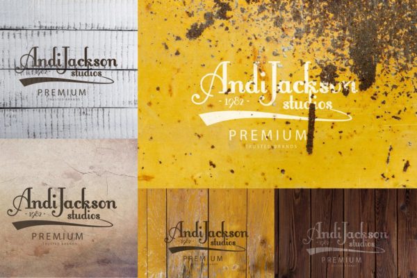 10款破裂设计风格复古Logo样机素材模板Vol.4 10 Cracked Vintage Logo Mockup Vol. 04