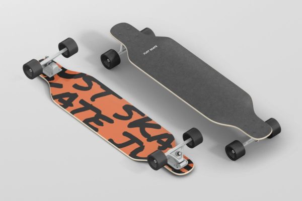 双翘长滑板图案设计样机素材 Freeride Longboard Mockup