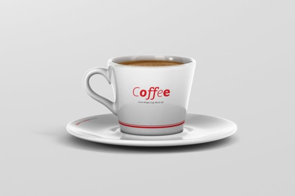 高品质的咖啡马克杯样机素材展示模板 Coffee Cup Mockup – Cone Shape