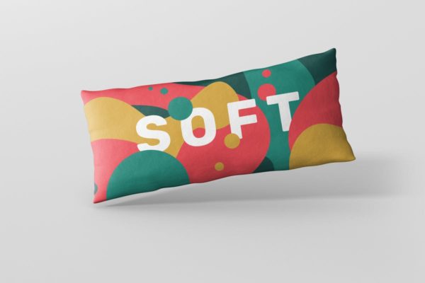 时尚多彩长矩形沙发卧室枕头样机素材模板 Pillow Mockup – Long Rectangle