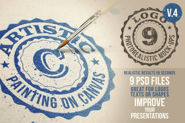 逼真凸版压花Logo徽标样机素材套装Vol.4 Photorealistic Logo Mock-Ups Vol.4