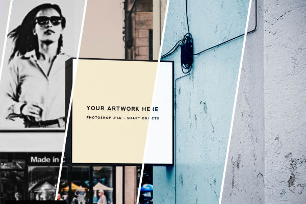 方形商店标志广告灯箱样机素材