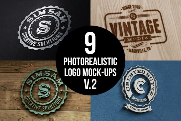 多应用场景复古品牌Logo设计样机素材模板 Photorealistic Logo Mock-Ups Vol.2