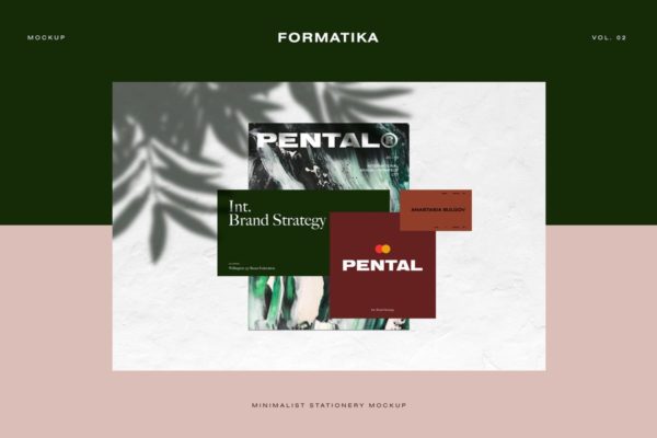 极简主义企业品牌设计展示样机素材模板 Pental No.2 – Minimalist Stationery Mockup