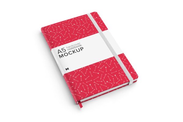 A5精装笔记本/记事本外观设计样机素材模板01 A5 Hardcover Notebook Mockup 01