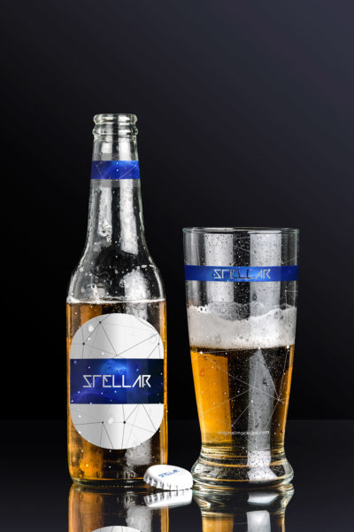 啤酒品牌商标设计图预览啤酒瓶&啤酒杯样机素材01 Beer Bottle and Glass Mockup 01
