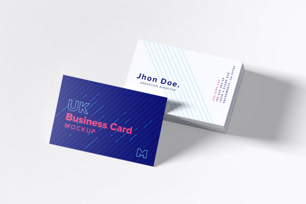 UK标准规格企业名片设计预览图样机素材模板06 UK Business Cards Mockup 06