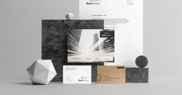 企业品牌VI视觉设计展示办公用品立体悬浮前视图PSD样机素材v1