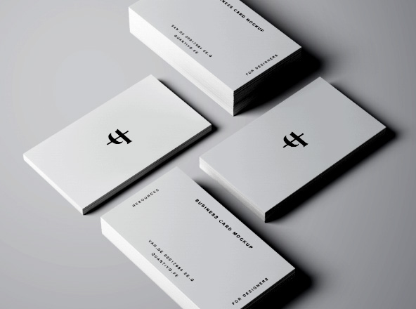 企业名片设计效果图等距网格样机素材模板 Business Cards Mockup